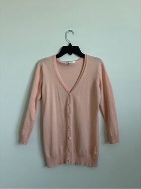 DownEast Pastel Pink V-Neck Button Cardigan